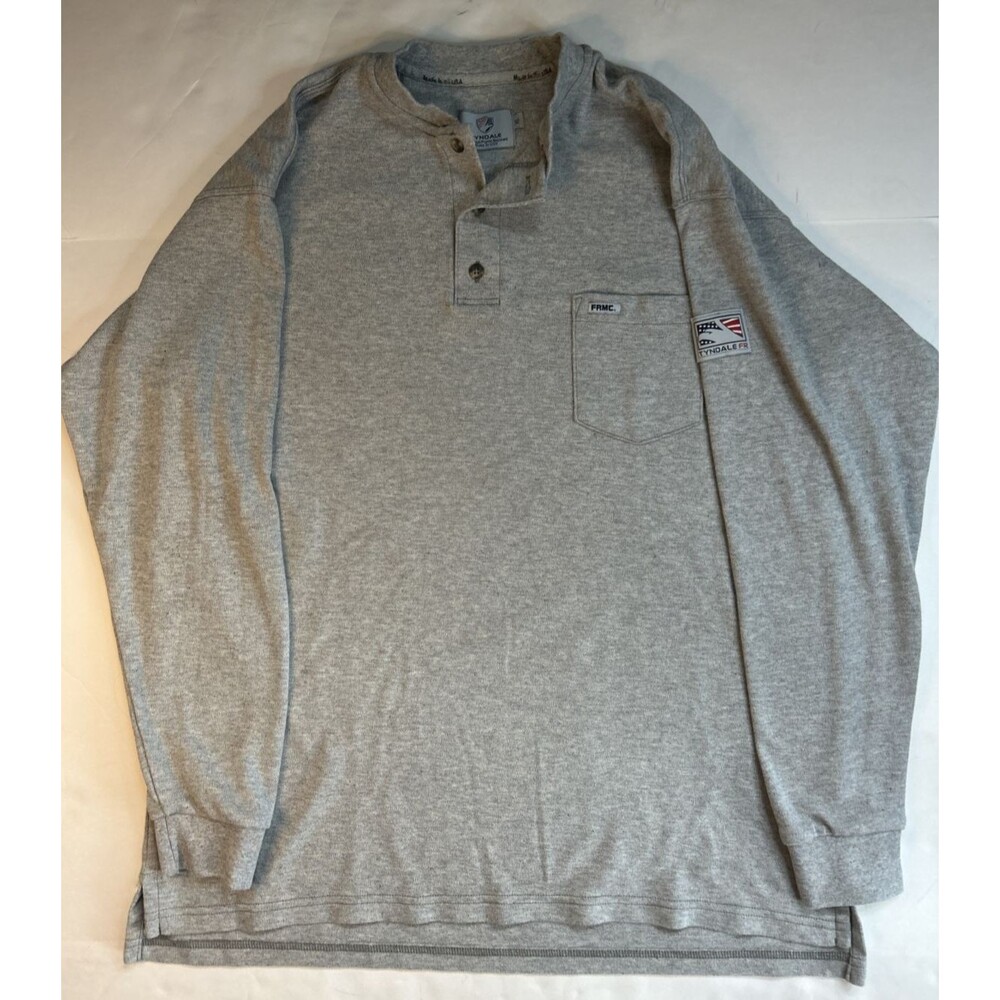Tyndale Henley Shirt XL Gray Flame Resistant ARC Rated Work Long Sleeve